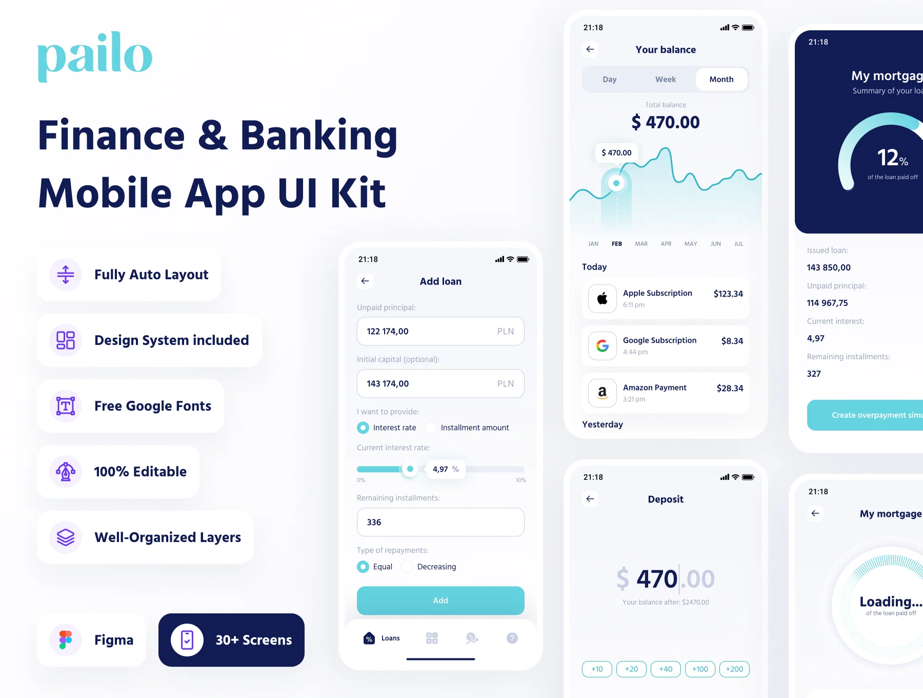 pailo - Finance mobile app UI Kit (Wallet, Crypto, Banking)