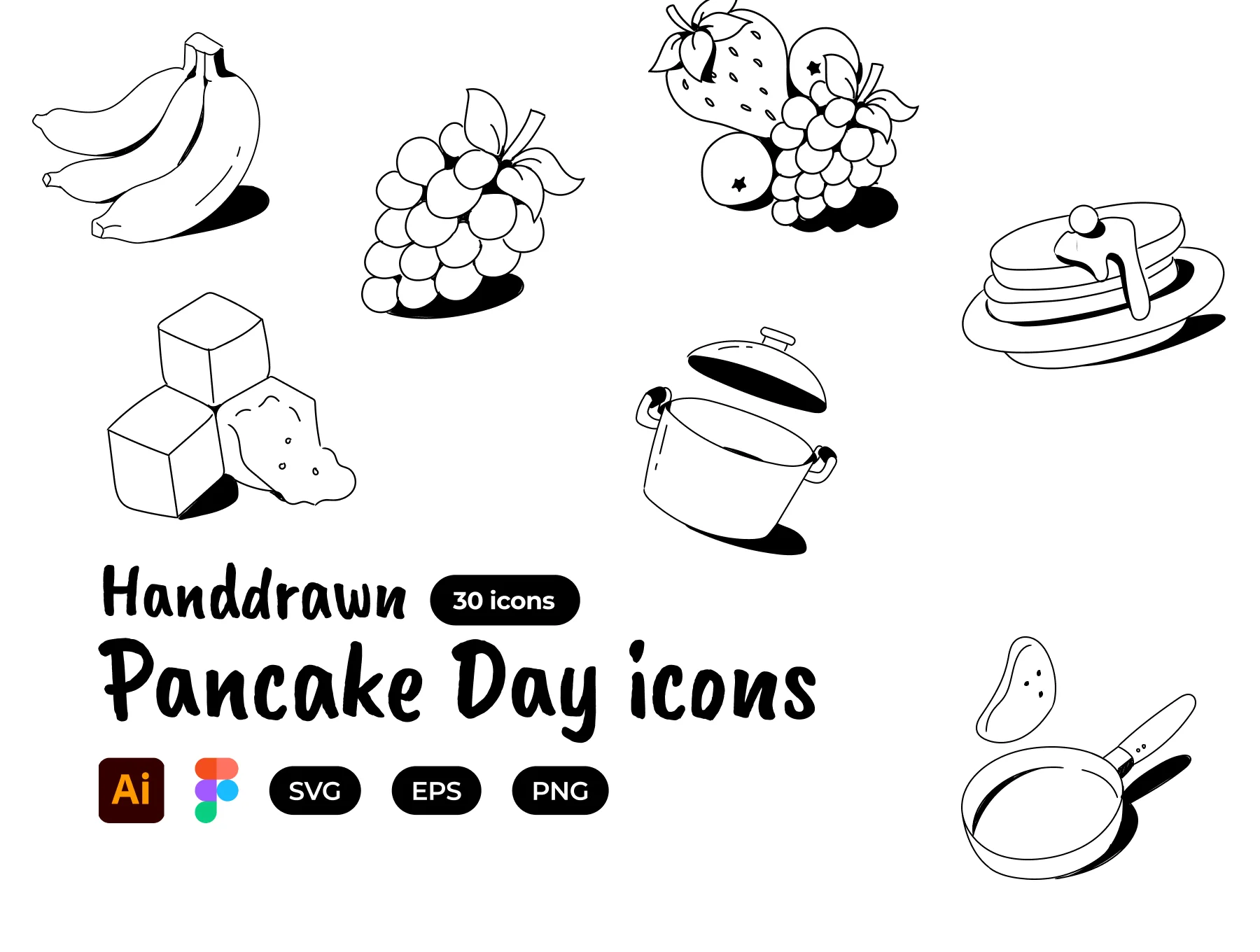 Pancake Day Hand Drawn Icon Set