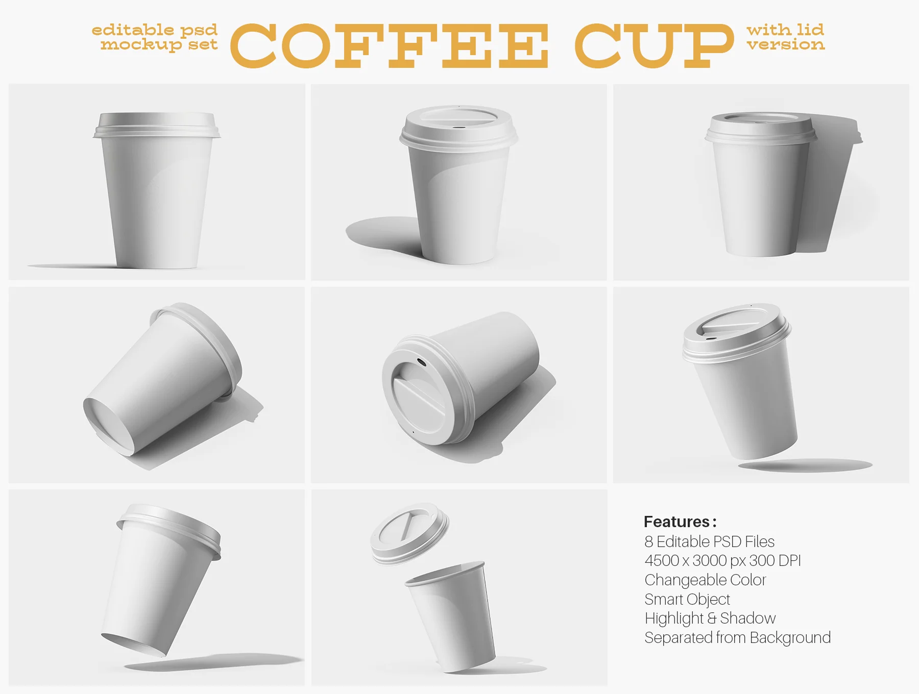 Paper Drink Coffee Cup PSD Mockup Set 2