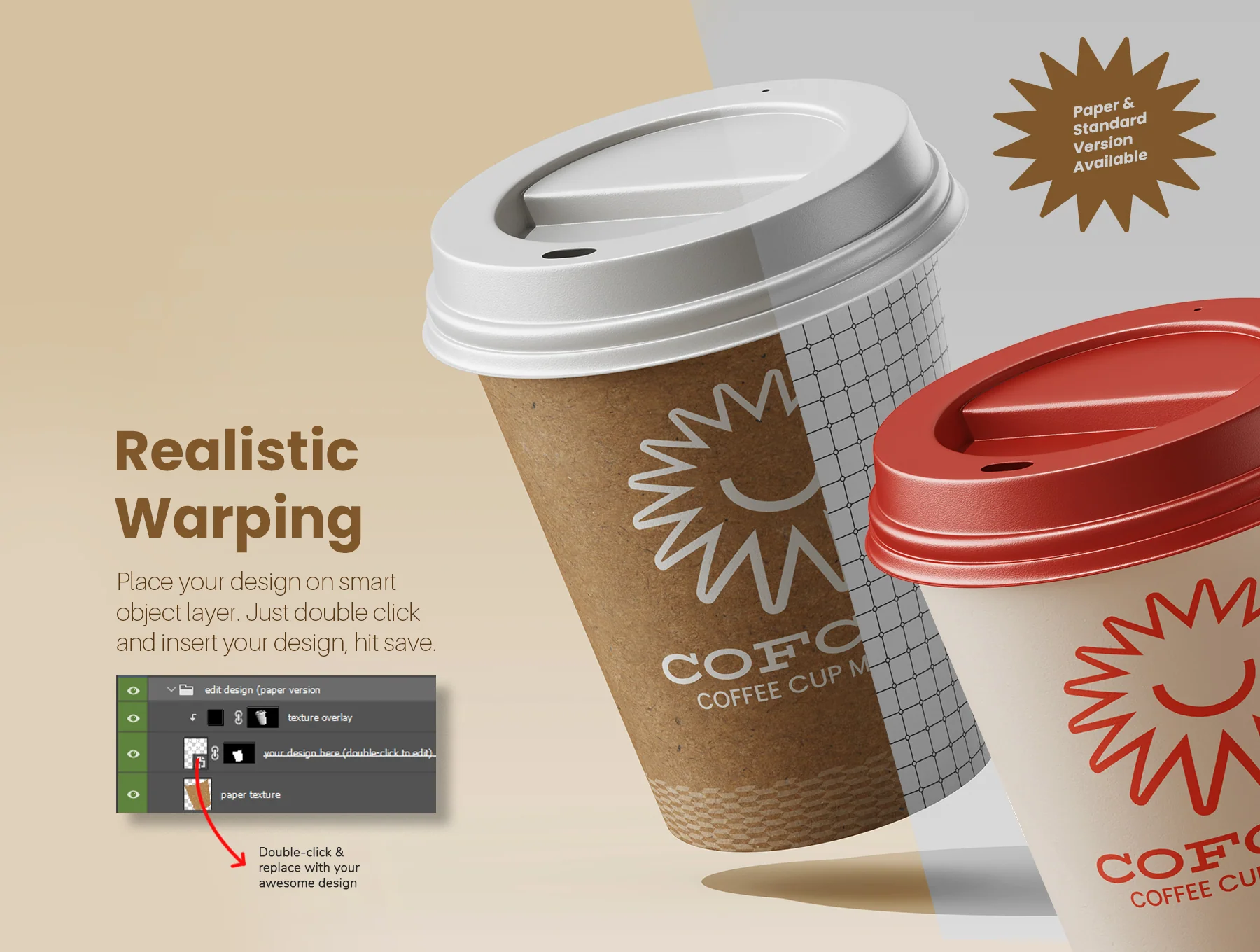 Paper Drink Coffee Cup PSD Mockup Set 4