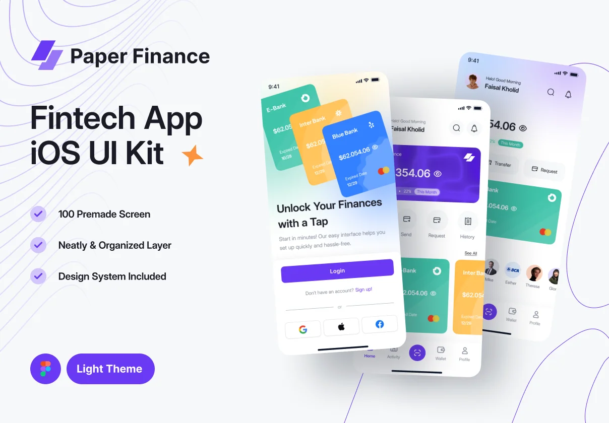 Light Mode - Paper Finance (Fintech mobile UI KIT)