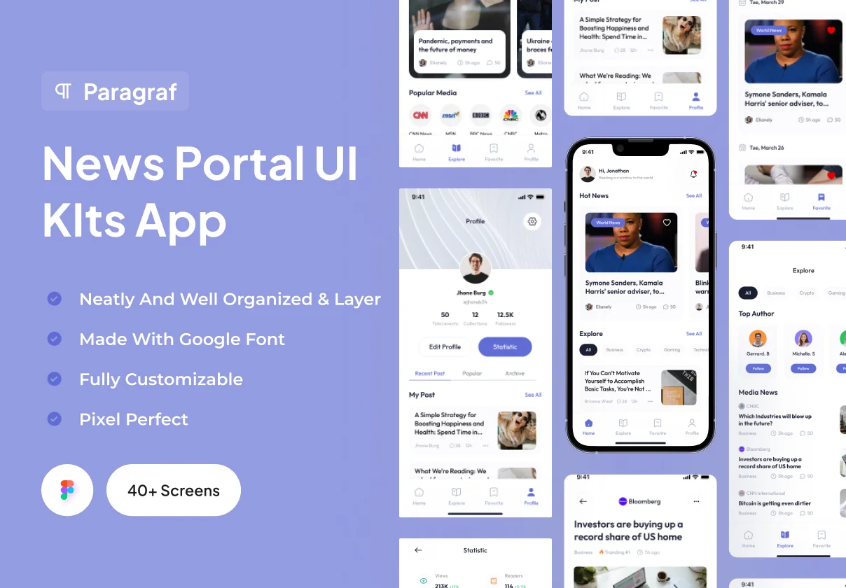 Paragraf - News Portal App Ui Kits