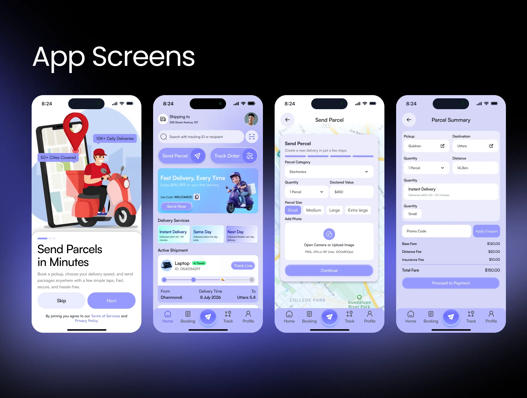 Parcelio – Parcel Delivery Mobile App Figma UI Kit 3