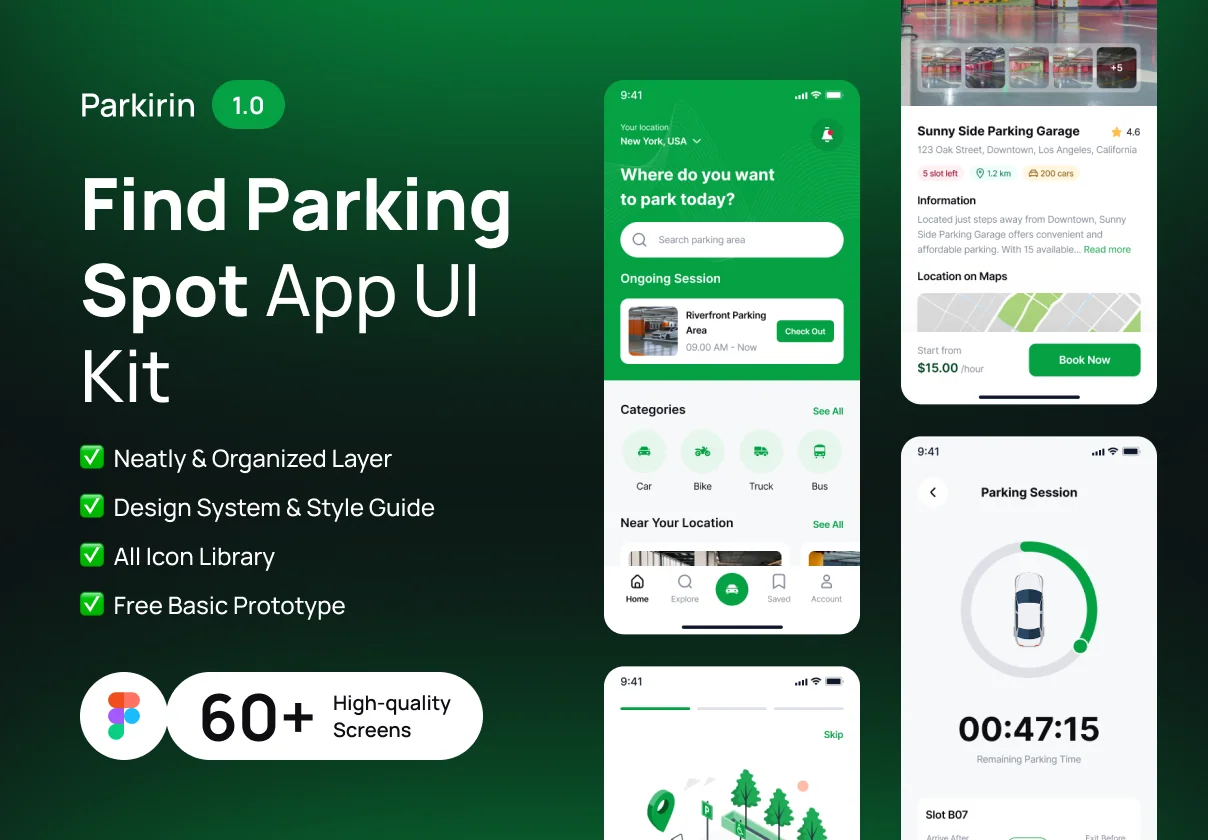 Parkirin - Car Parking App UI Kit