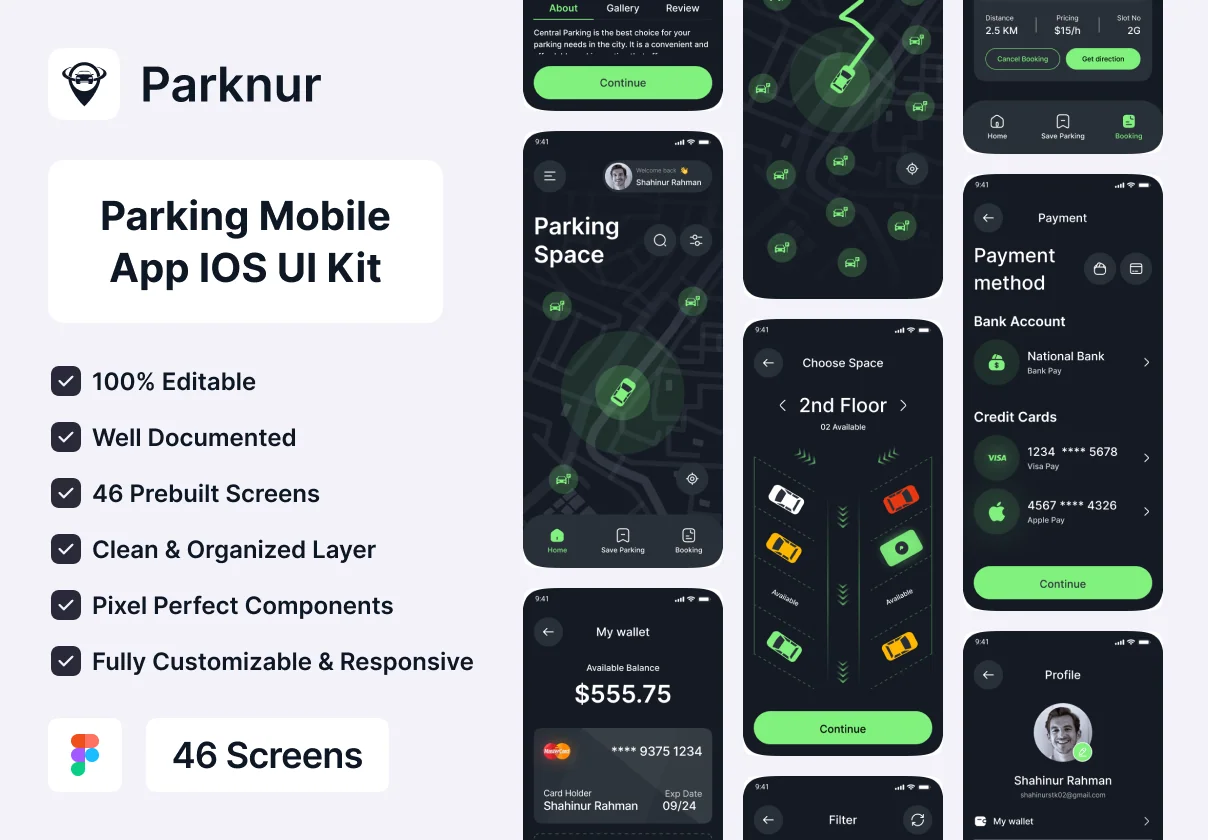 Parknur - Parking Mobile App UI Kit