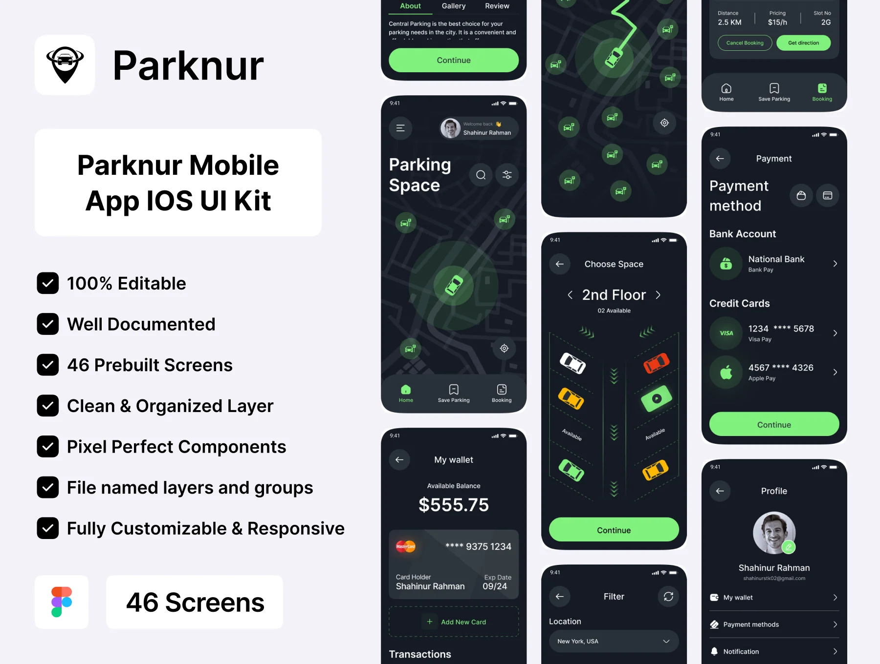 Parknur - Parking Mobile App UI Kit