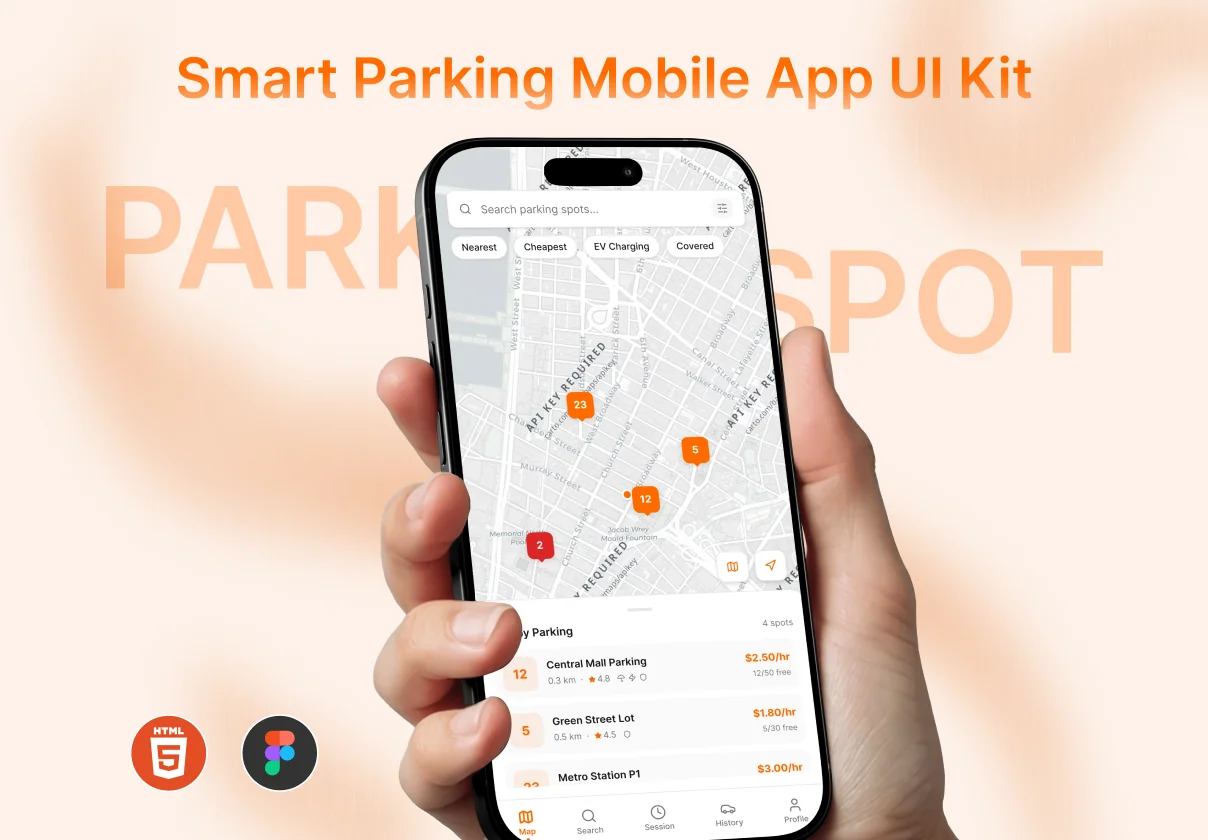 ParkSpot — Smart Parking Mobile App UI Kit
