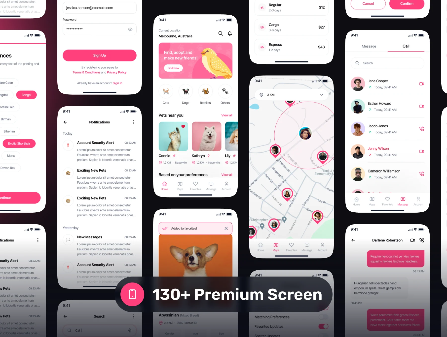 PAWA - Pet Adoption Premium Mobile App UI Kit 2
