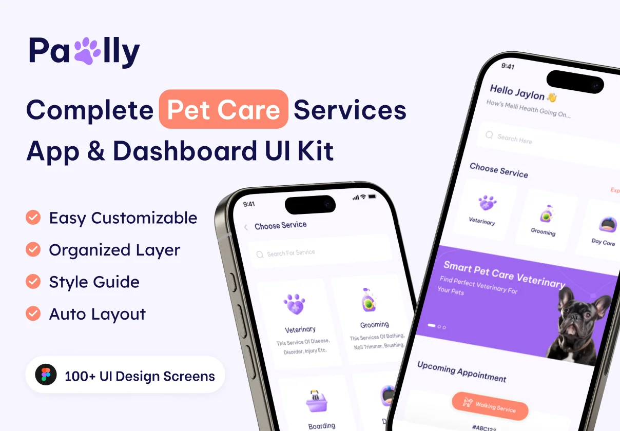 Pawlly - Pet Care App & Dashboard UI Kit