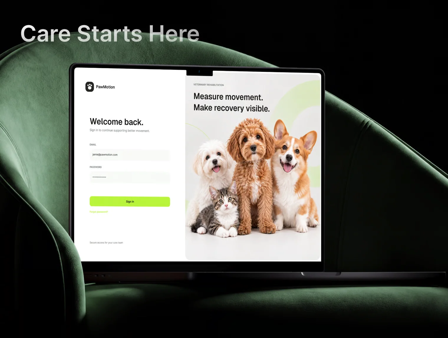 PawMotion — AI Pet Rehabilitation Web App UI Kit 2