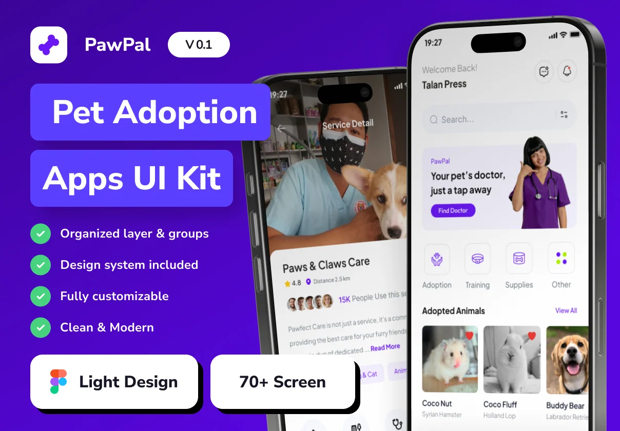 PawPal - Pet Adoption and Care Mobile App UI Kit
