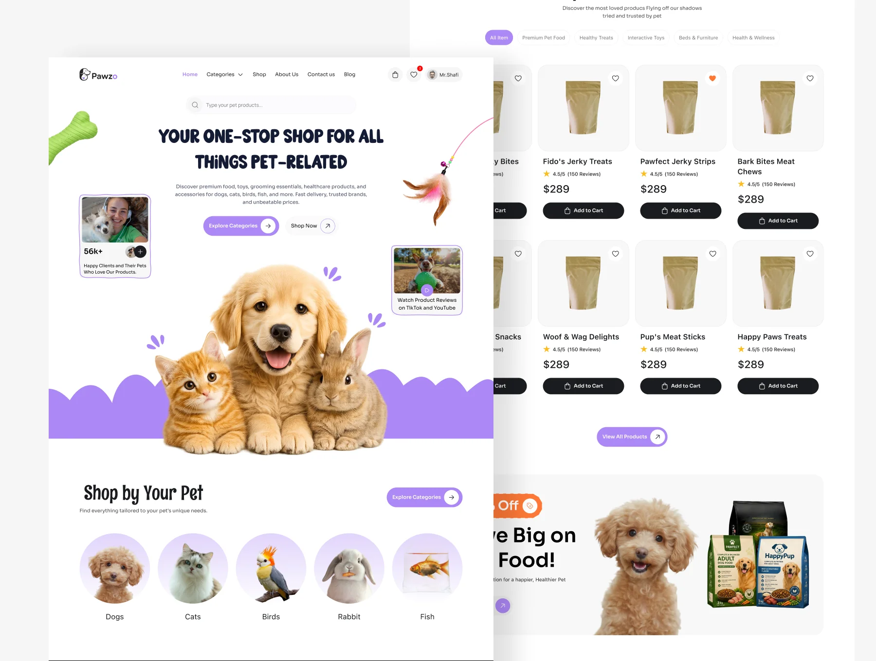 Pawzo – Modern Pet Care E-commerce Web App UI Kit