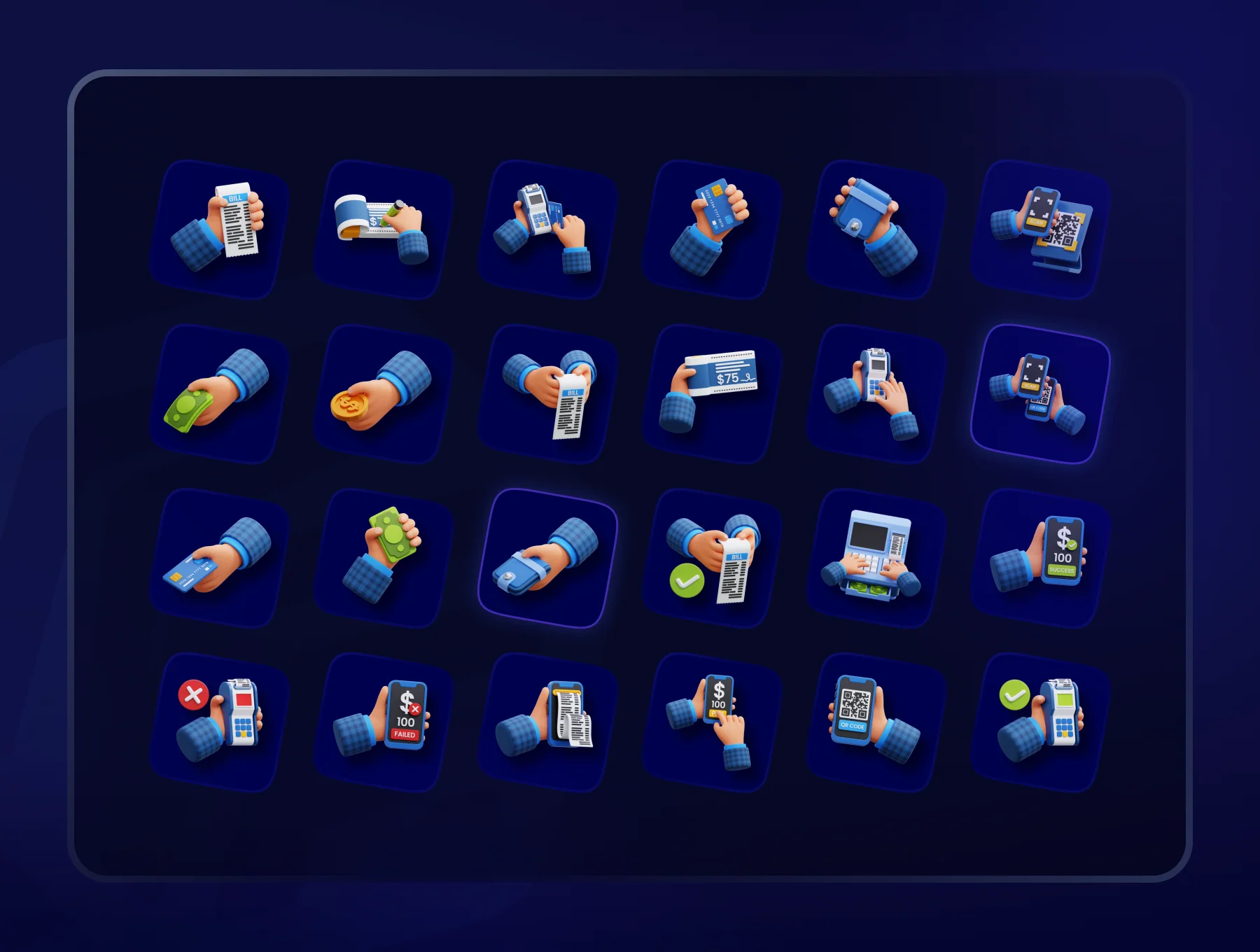 Payment Hand Gesture 3D Icon Set 2