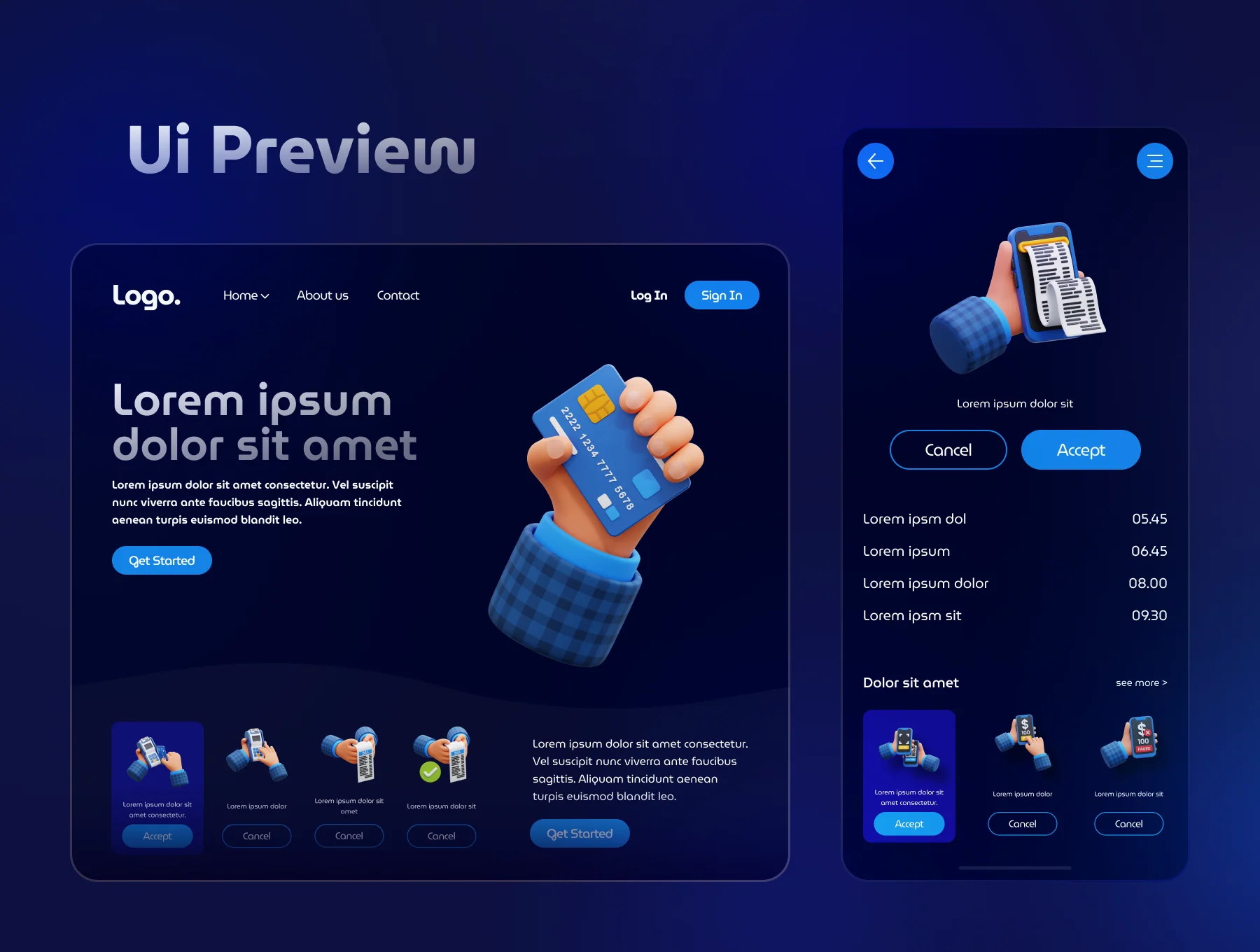 Payment Hand Gesture 3D Icon Set 5