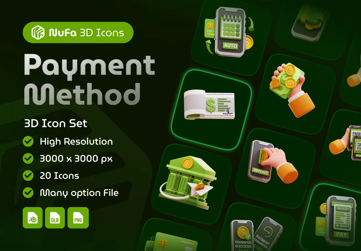 Payment Method 3D Icon Set