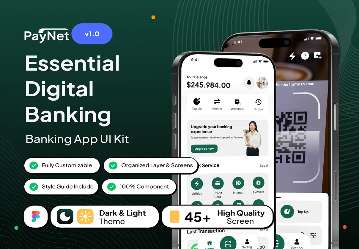 Paynet - Essential Digital Banking App UI Kit