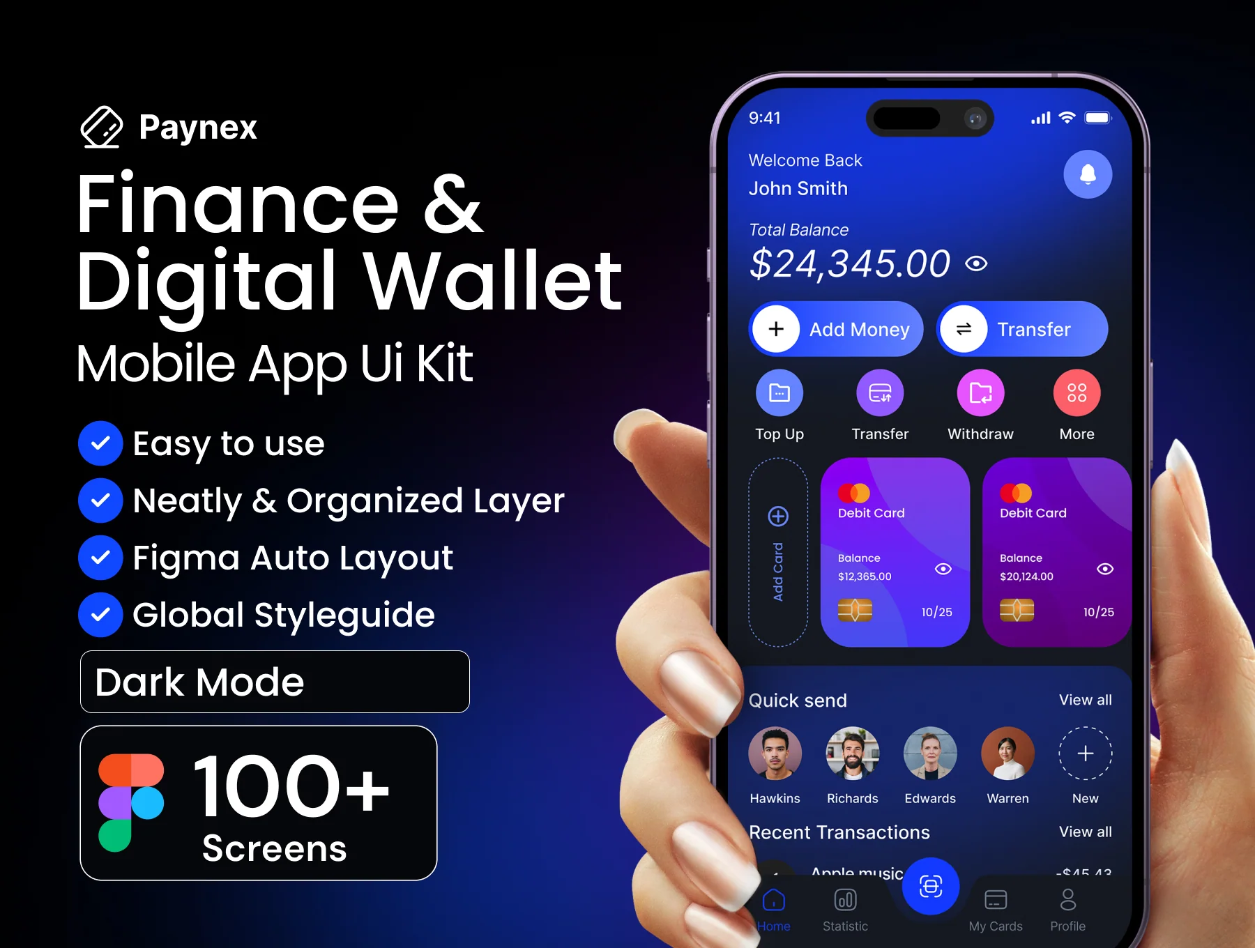 Paynex Fintech Mobile App UI kit