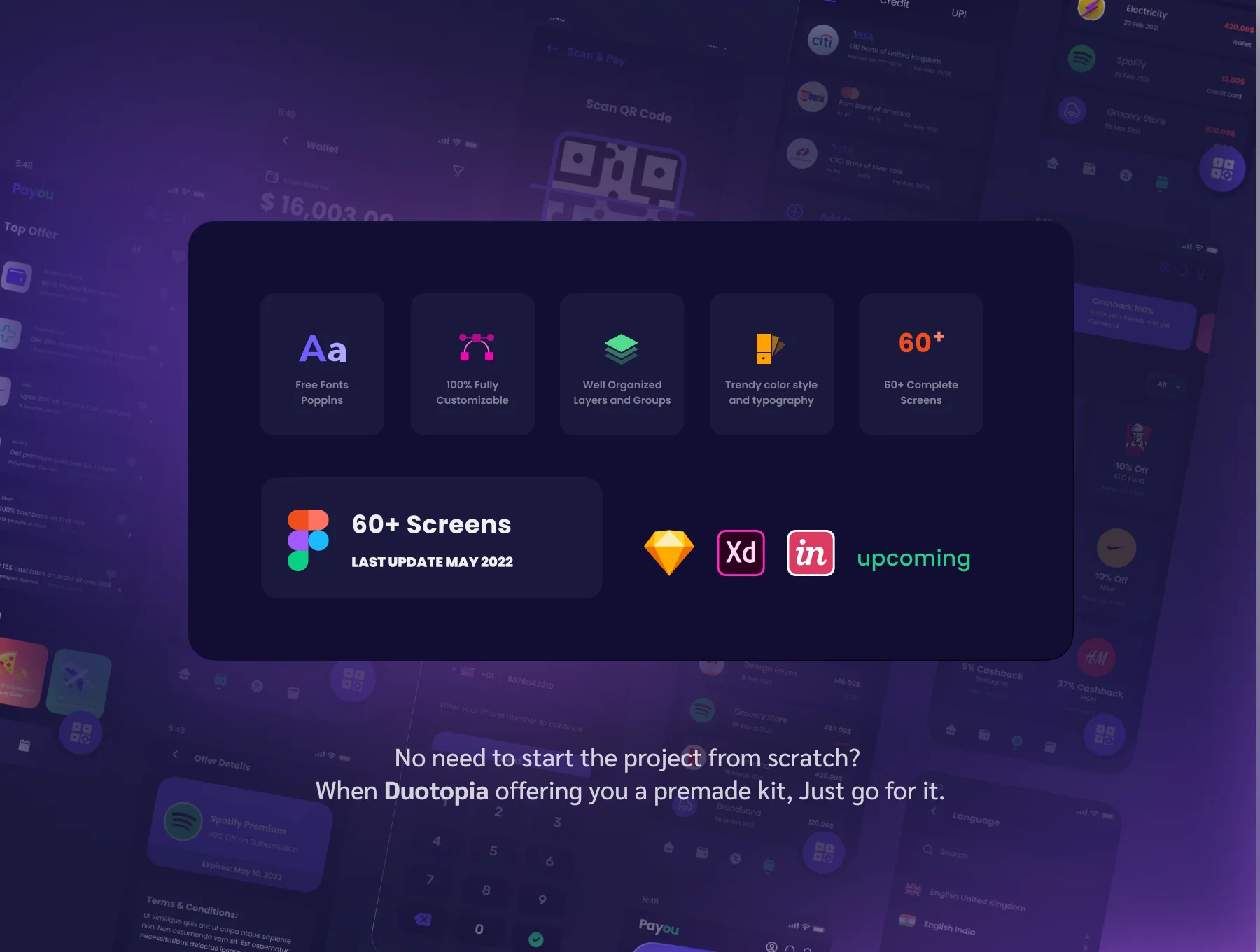 Payou digital wallet app Dark UI kit 8