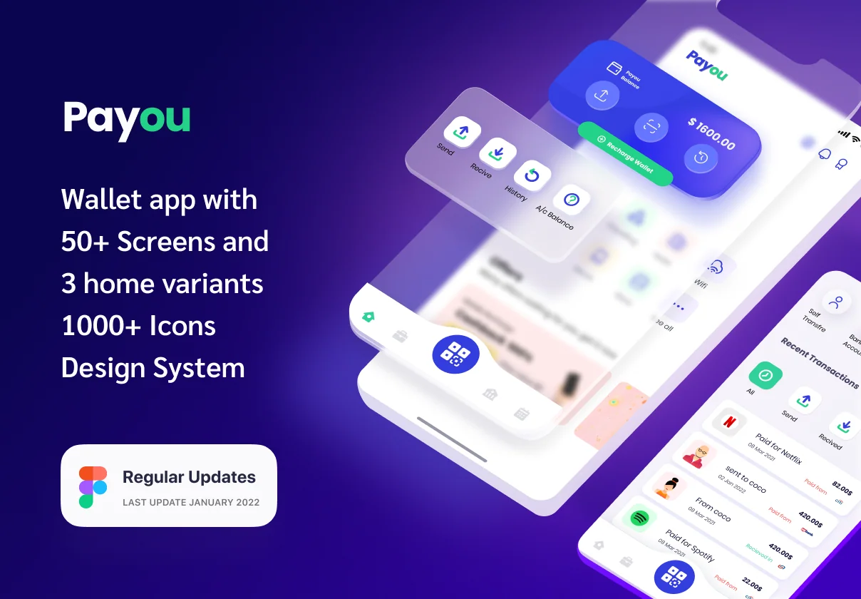 Payou digital wallet app UI kit