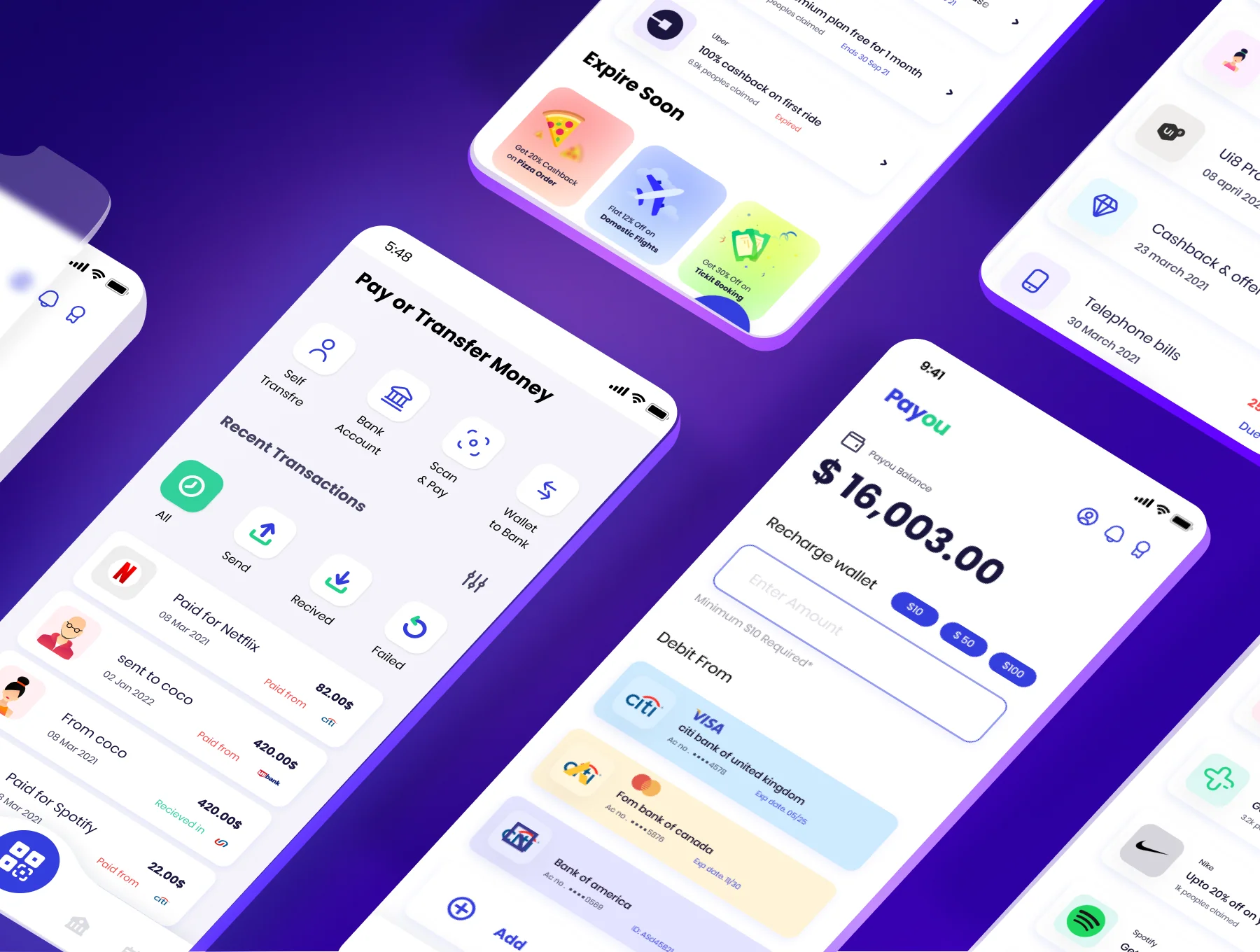 Payou digital wallet app UI kit 2