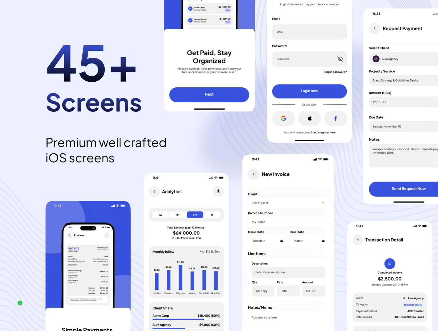 Paypaid – Mobile Freelance & Invoice App UI Kit 2