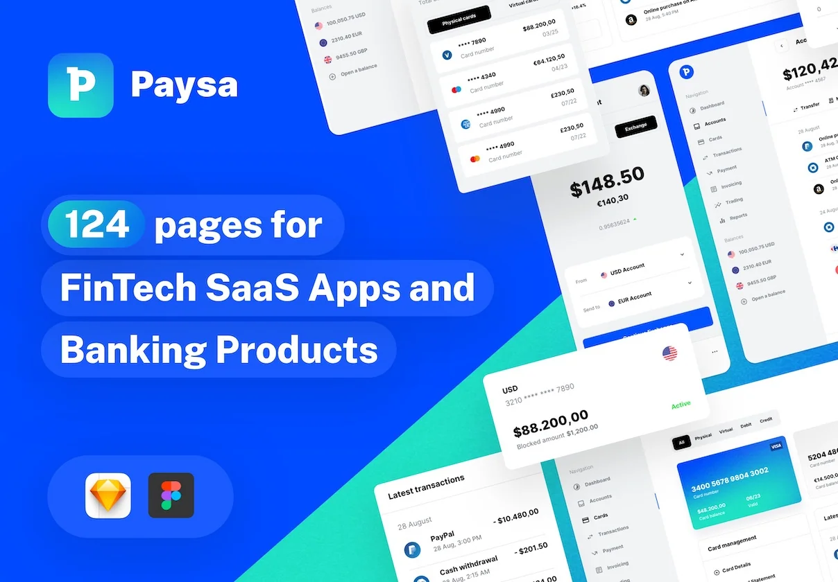 Paysa - UI kit for FinTech Startups, Banking, and Finance Apps