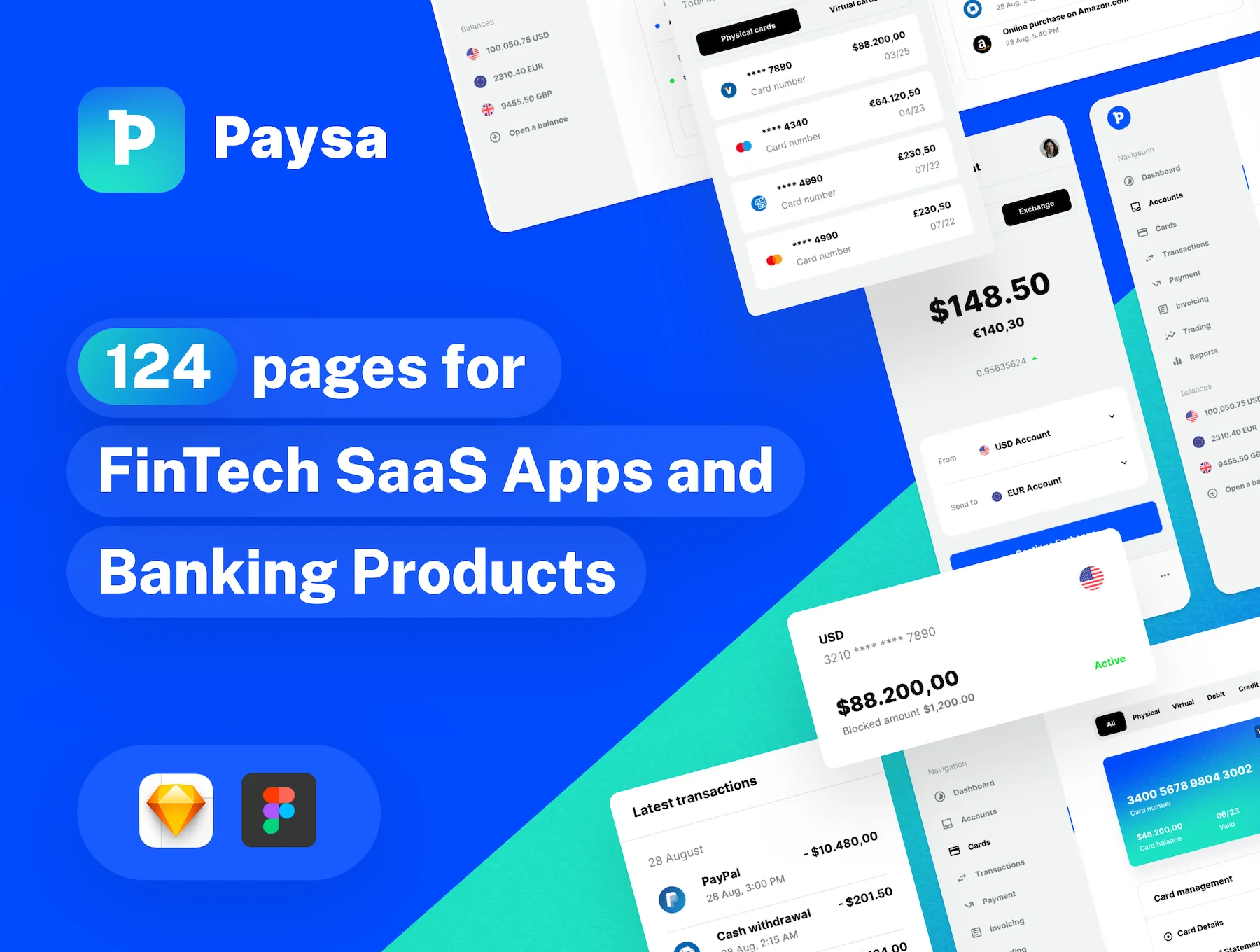 Paysa - UI kit for FinTech Startups, Banking, and Finance Apps