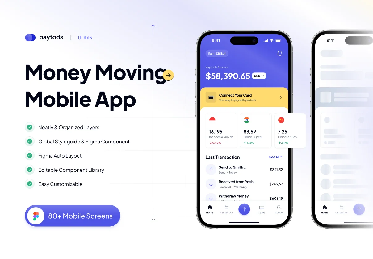 Paytods - Money Moving Mobile App UI Kits