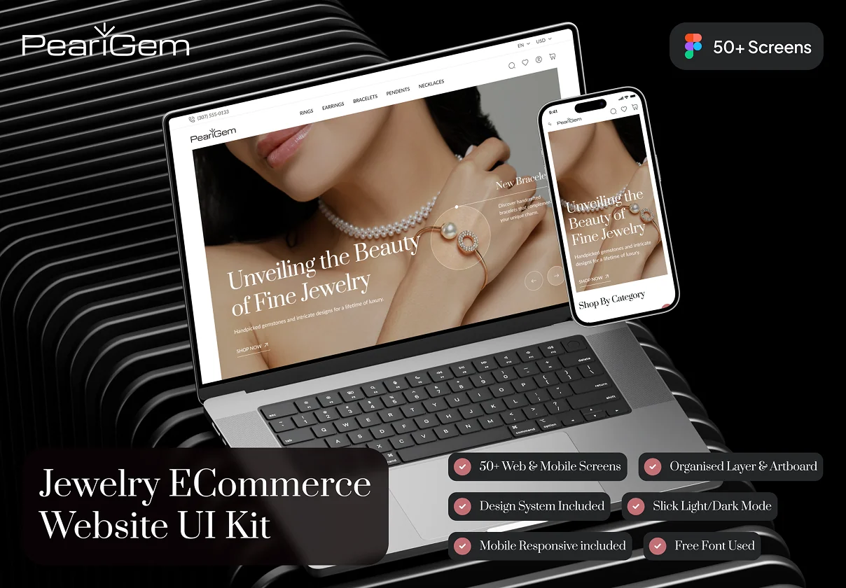 PearlGem - Jewelry Ecommerce Website UI Kit
