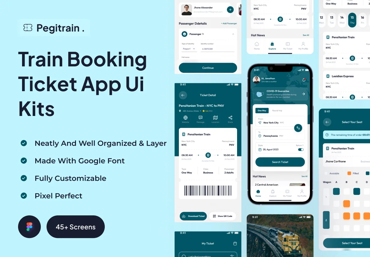 Pegitrain - Train Booking Ticket App Ui Kits