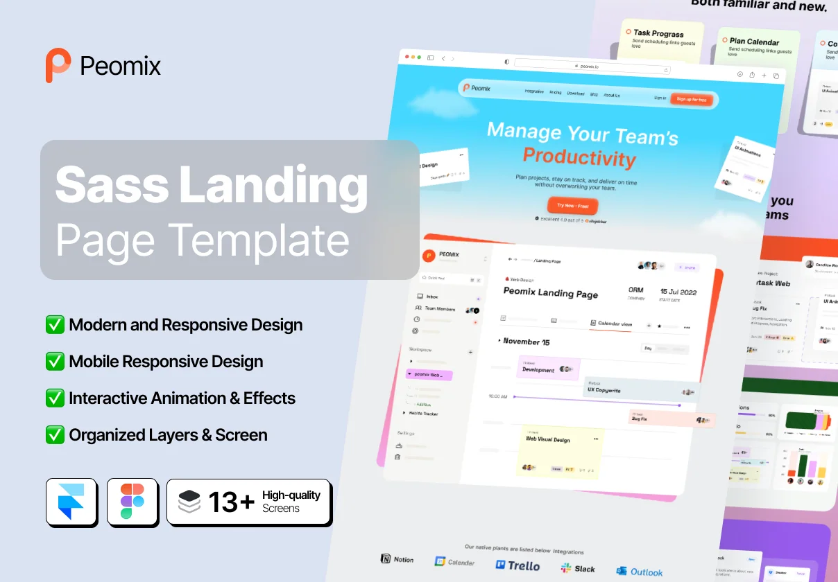 Peomix - Sass Landing Page Framer Template
