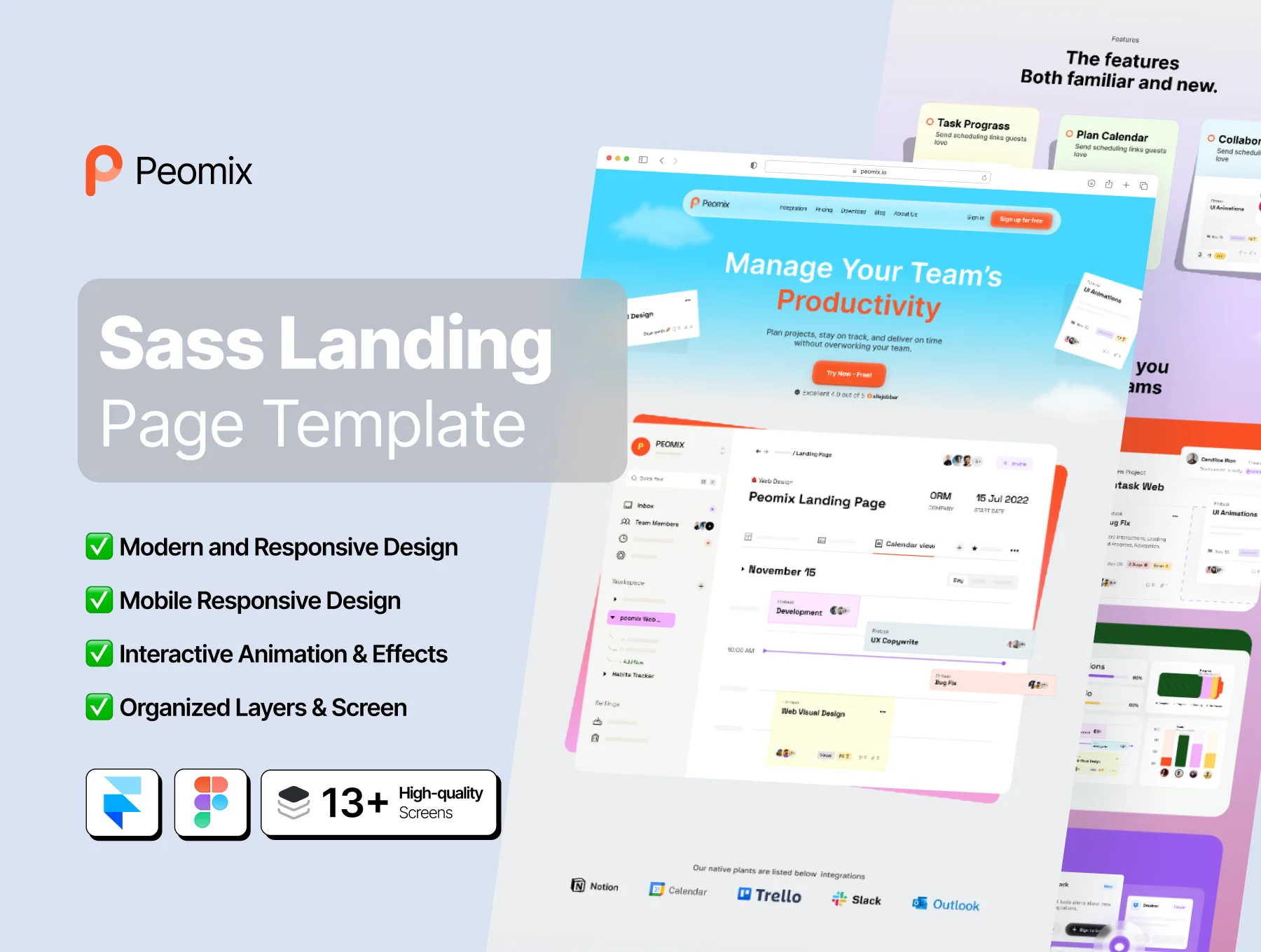Peomix - Sass Landing Page Framer Template