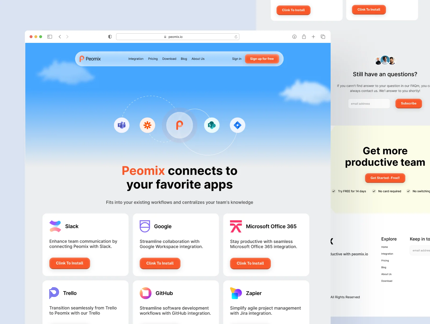 Peomix - Sass Landing Page Framer Template 3