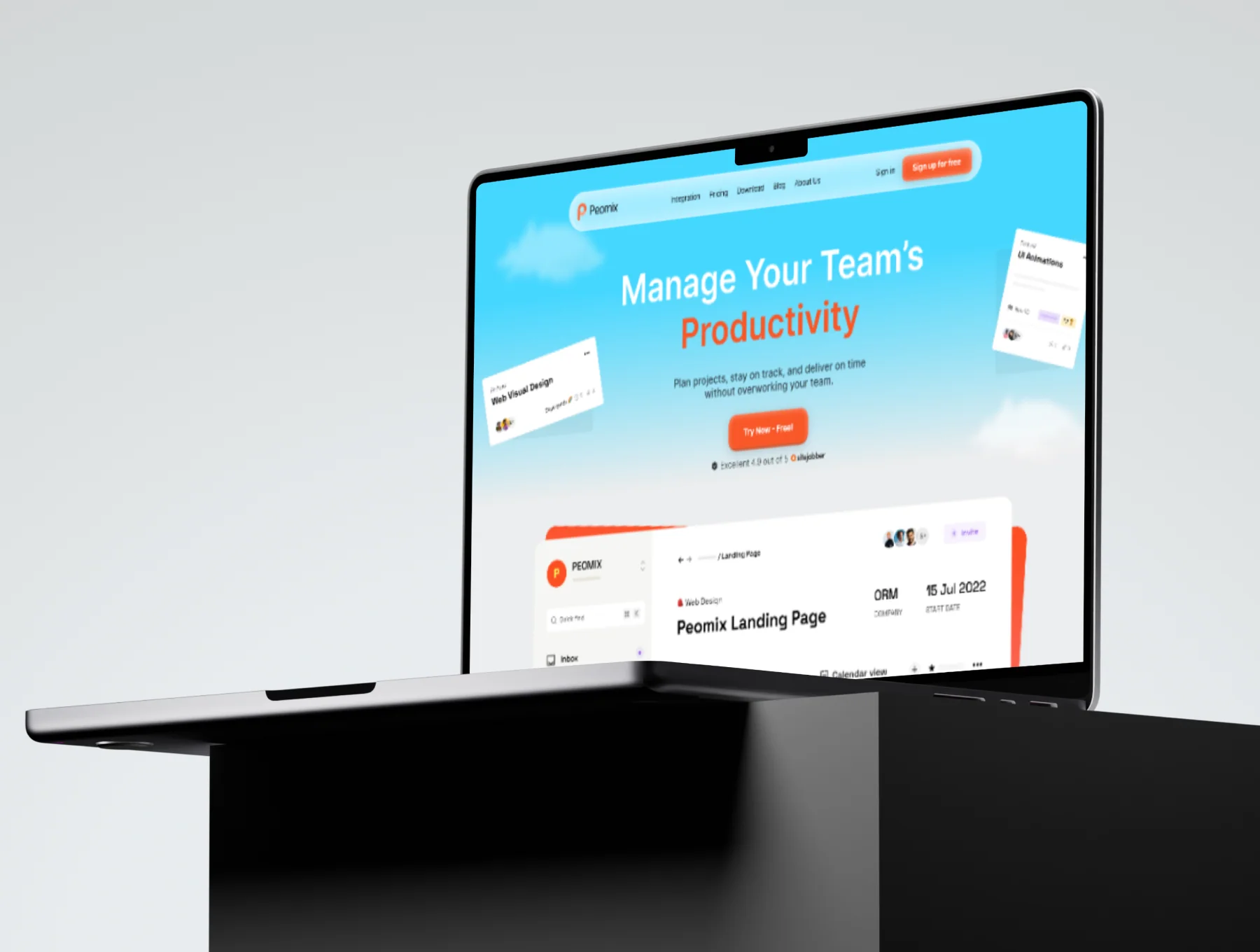 Peomix - Sass Landing Page Framer Template 6