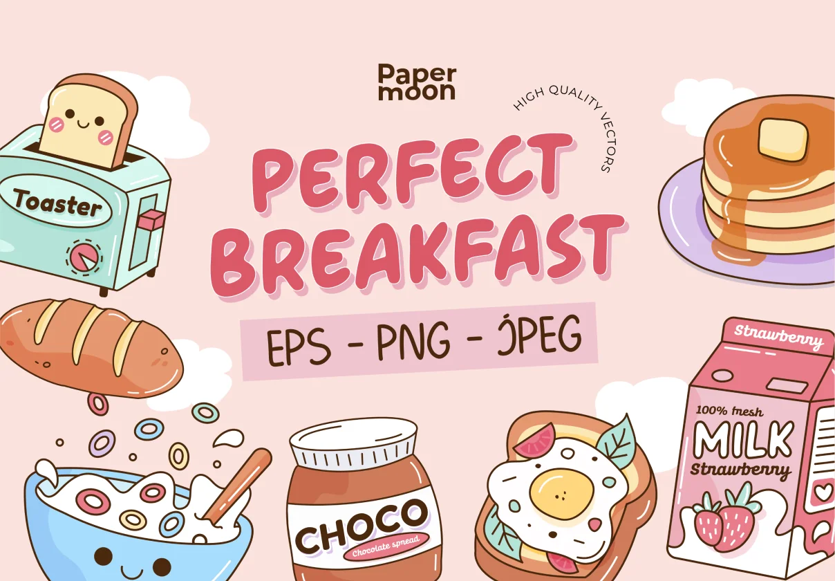 Perfect Breakfast Illustrations Set