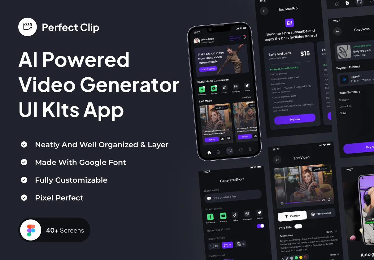 Perfect Clip - AI Powered Video Generator UI KIts App