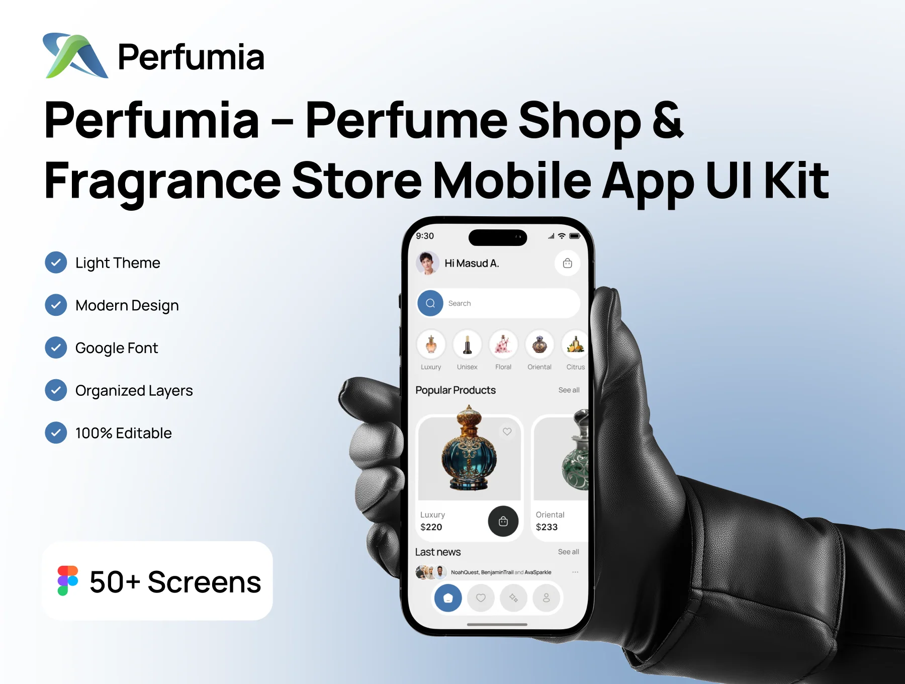 Perfumia – Perfume Shop & Fragrance Store Mobile App UI Kit