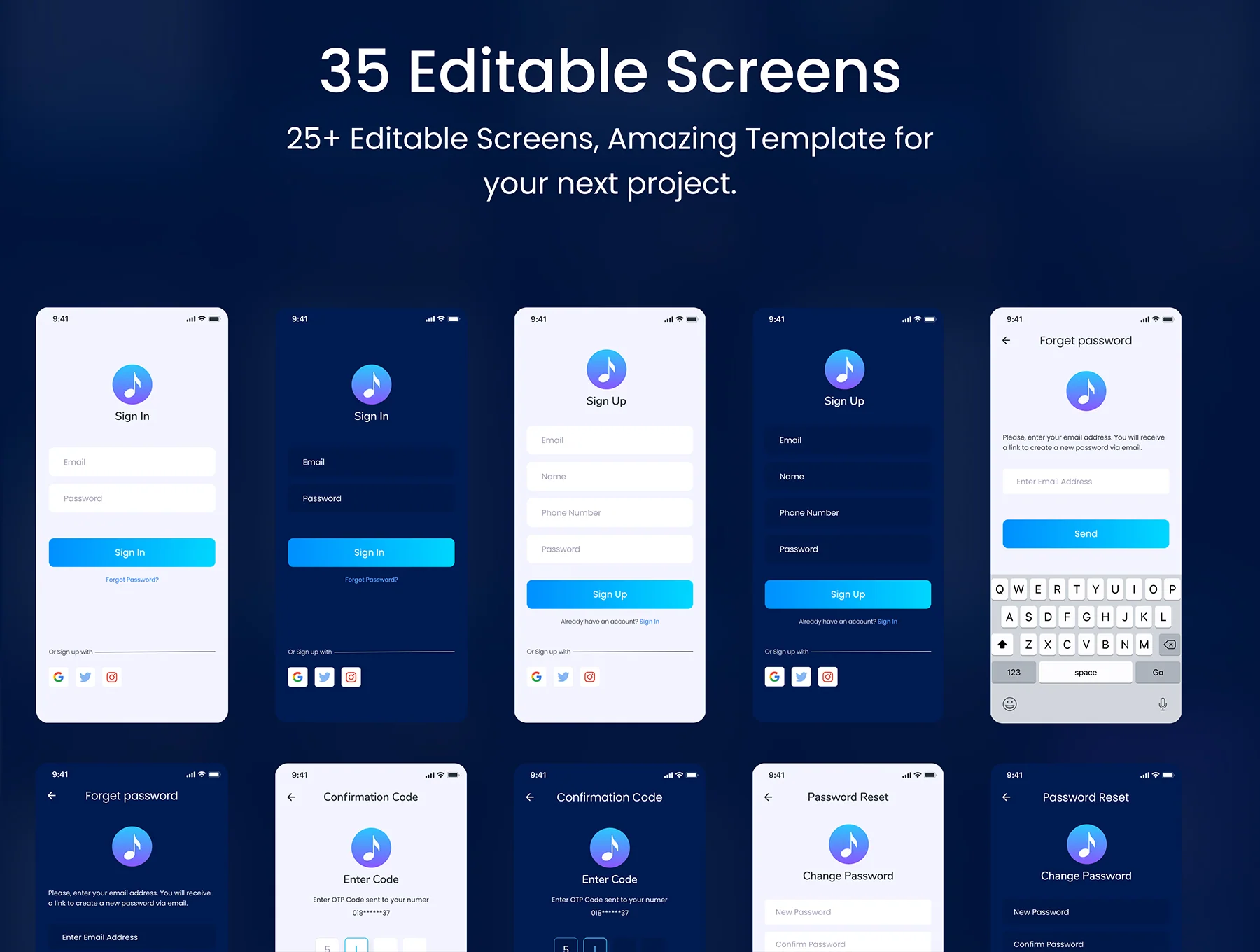 Personal Music Palyer App iOS UI Design Kit Light & Dark Mode 4