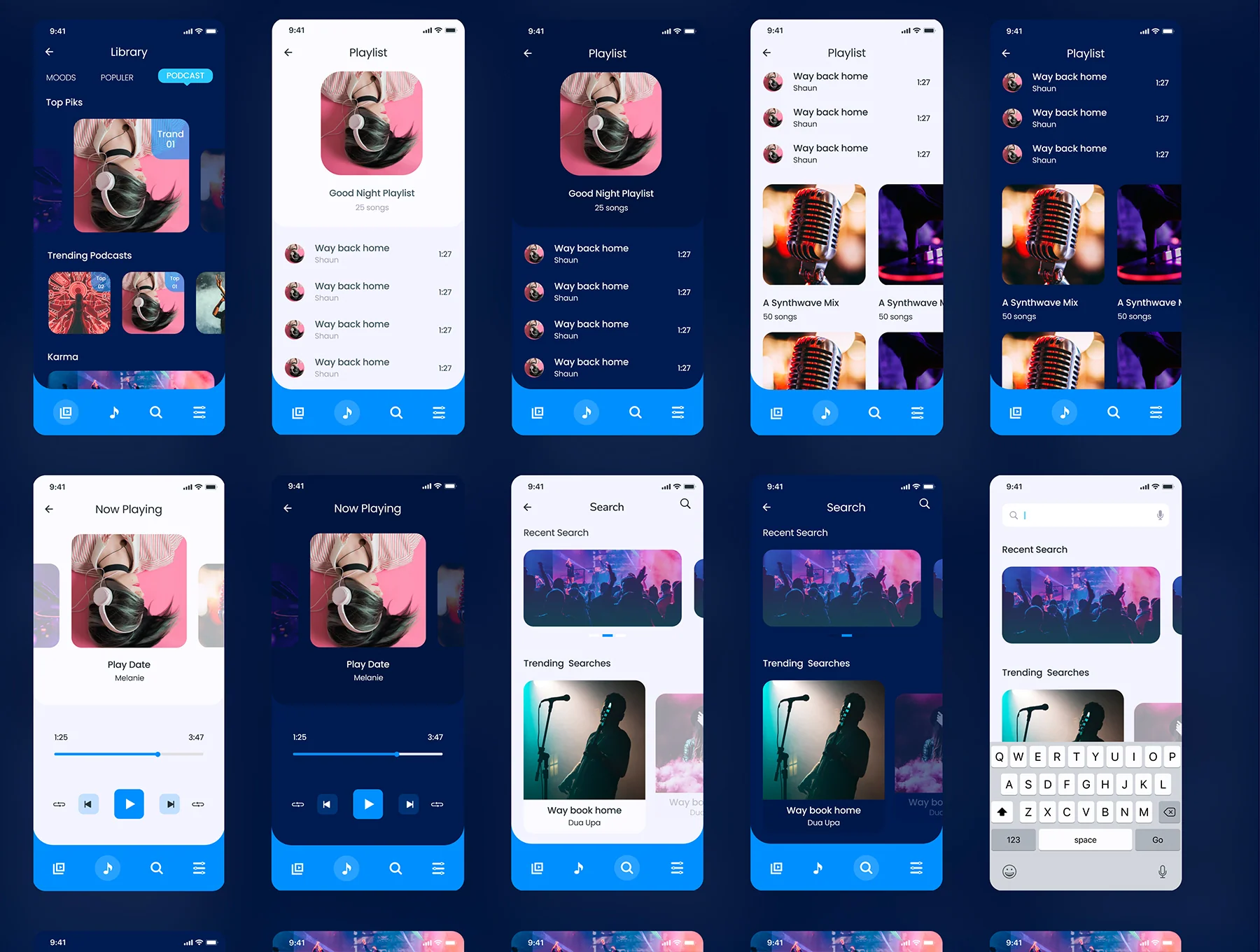 Personal Music Palyer App iOS UI Design Kit Light & Dark Mode 6