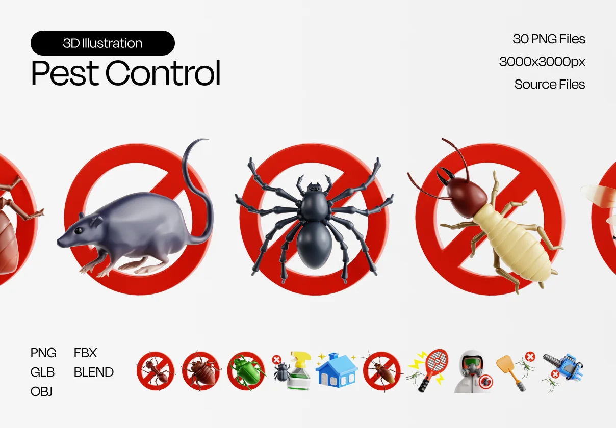 Pest Control 3D Icon Set