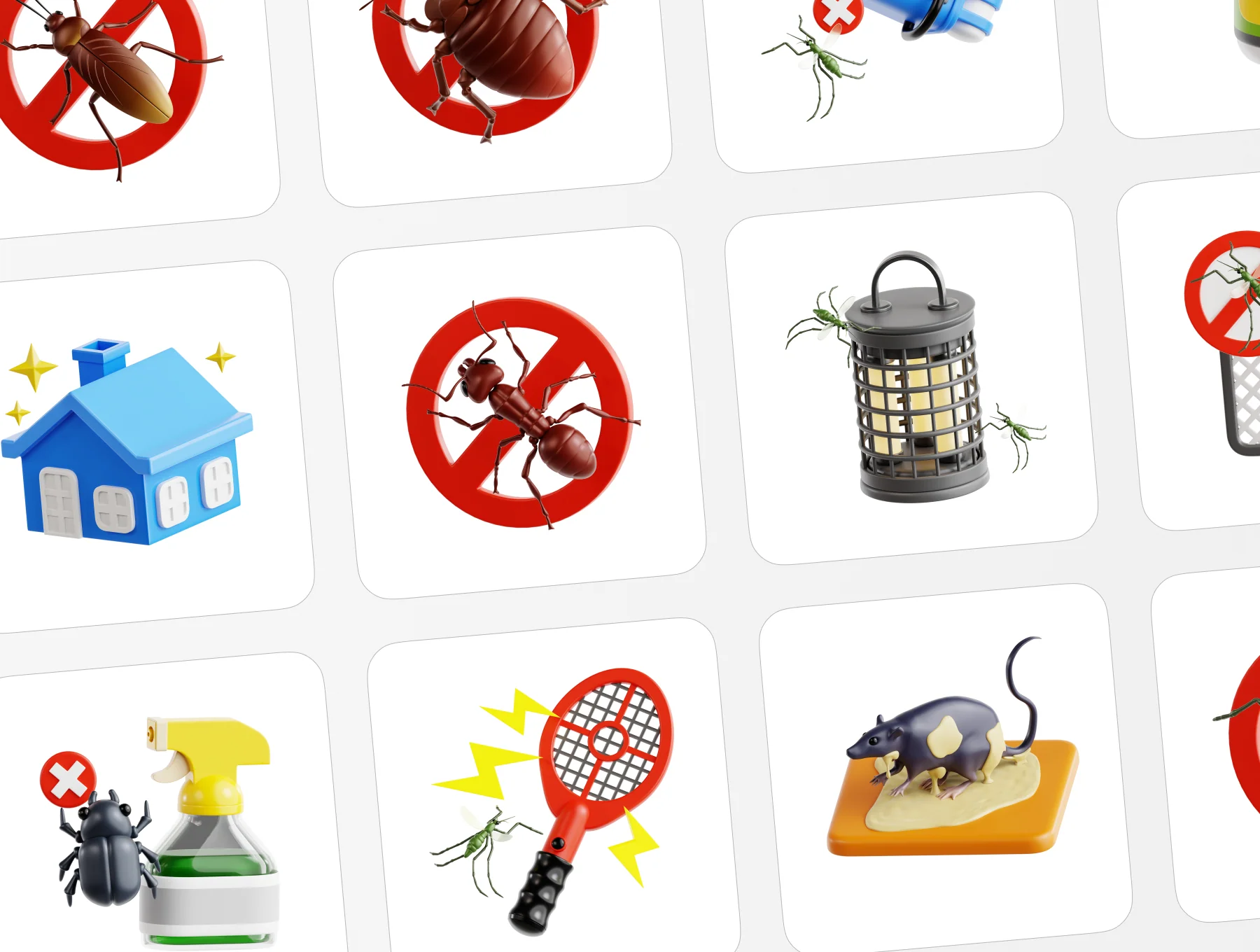 Pest Control 3D Icon Set 6