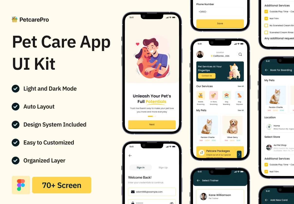Pet Care Mobile App UI Kit
