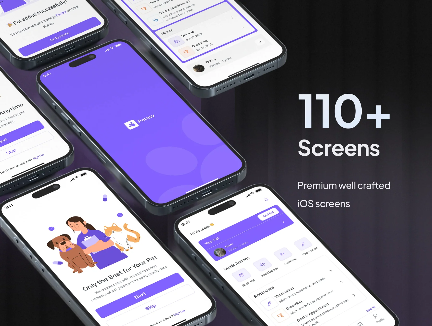 Petasy - Pet Care & Vet Appointment Mobile UI Kit 1.2 2