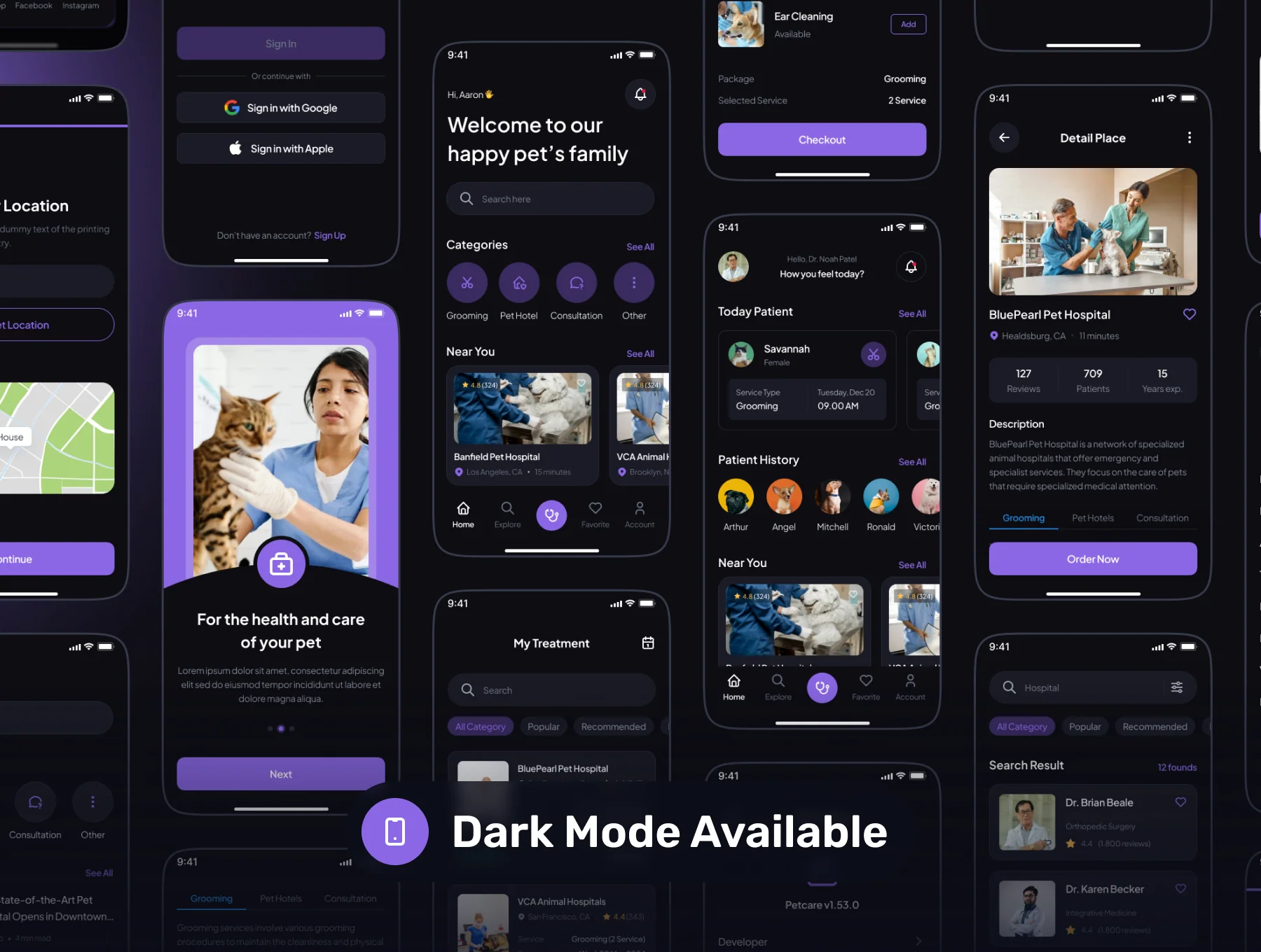 PETCARE - Veterinary Medical Care Mobile App UI Kit 2
