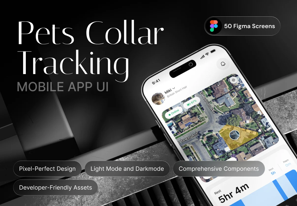 Pets Collar Tracking Mobile App UI Kit