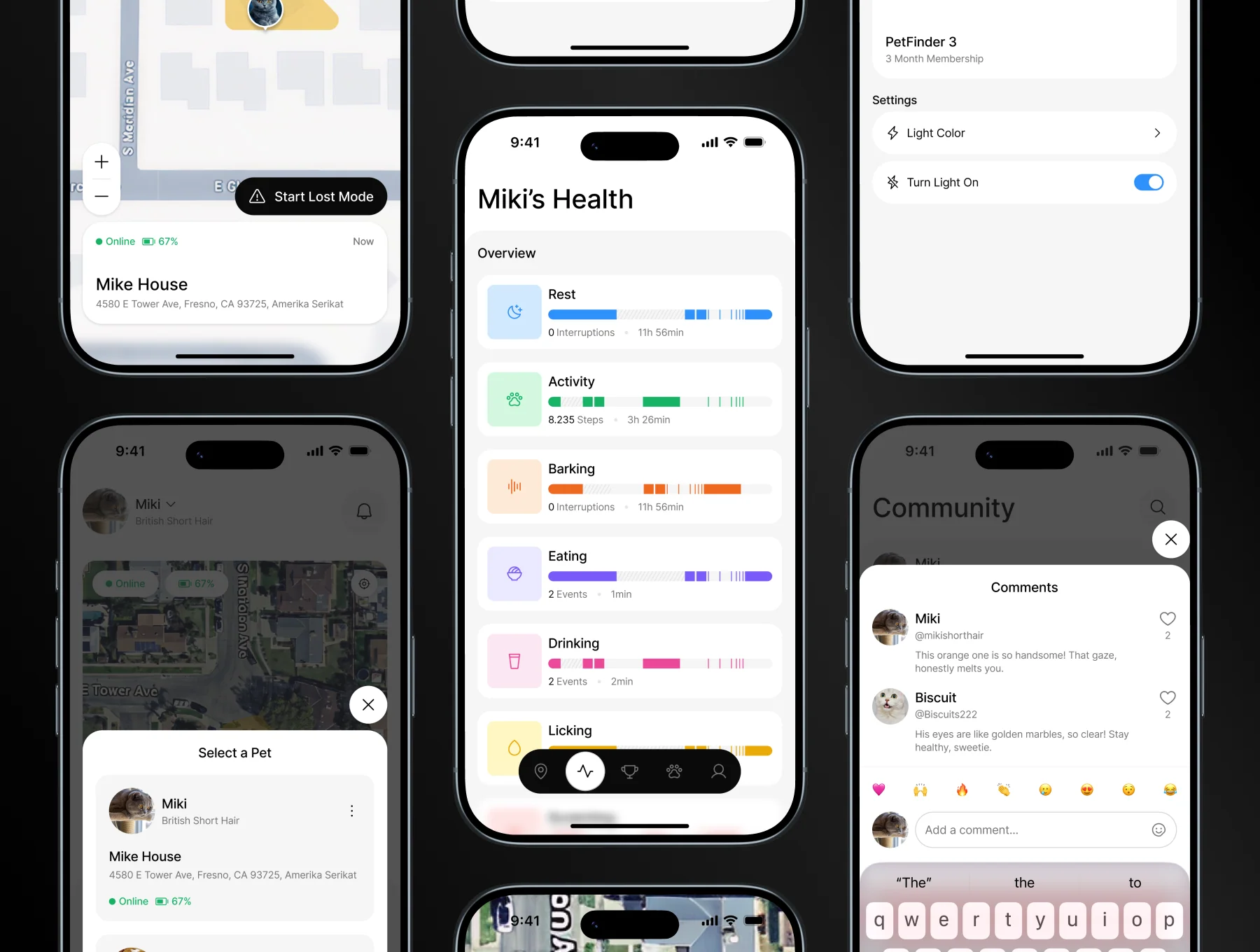 Pets Collar Tracking Mobile App UI Kit 4