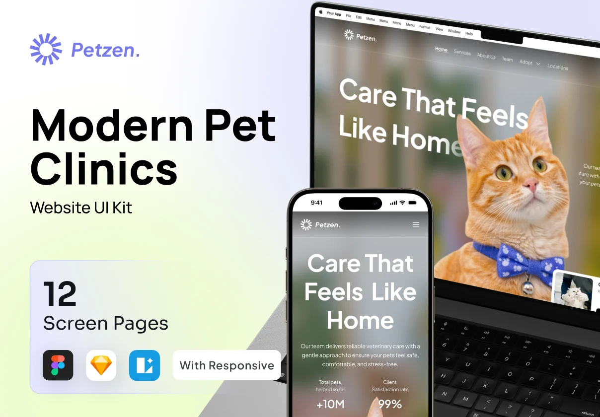 Petzen - Modern Pet Clinic Website UI Kit