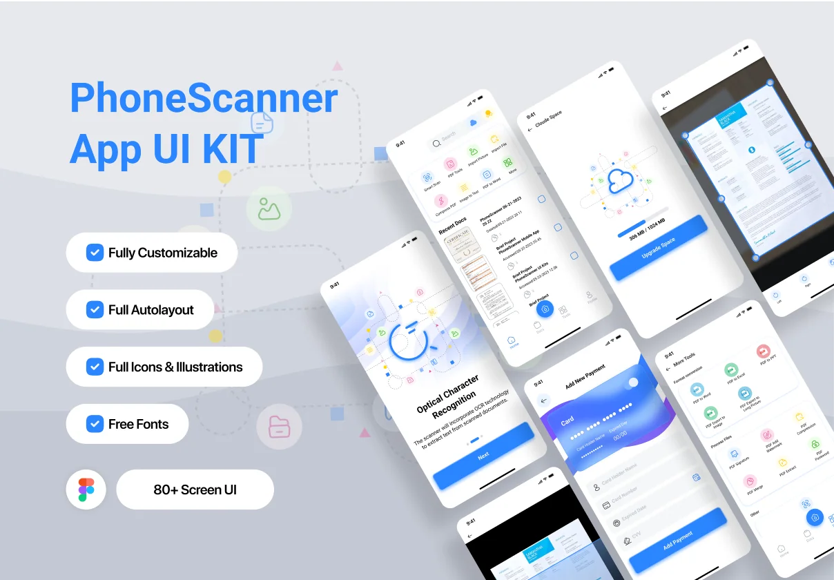 PhoneScanner - Mobile Scanner APP UI Kit for IOS & Android