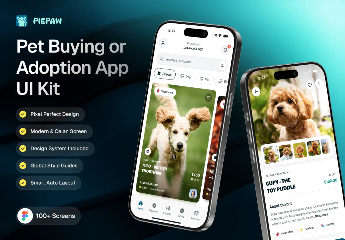 Piepaw - Pet Buying or Adoption App UI Kit