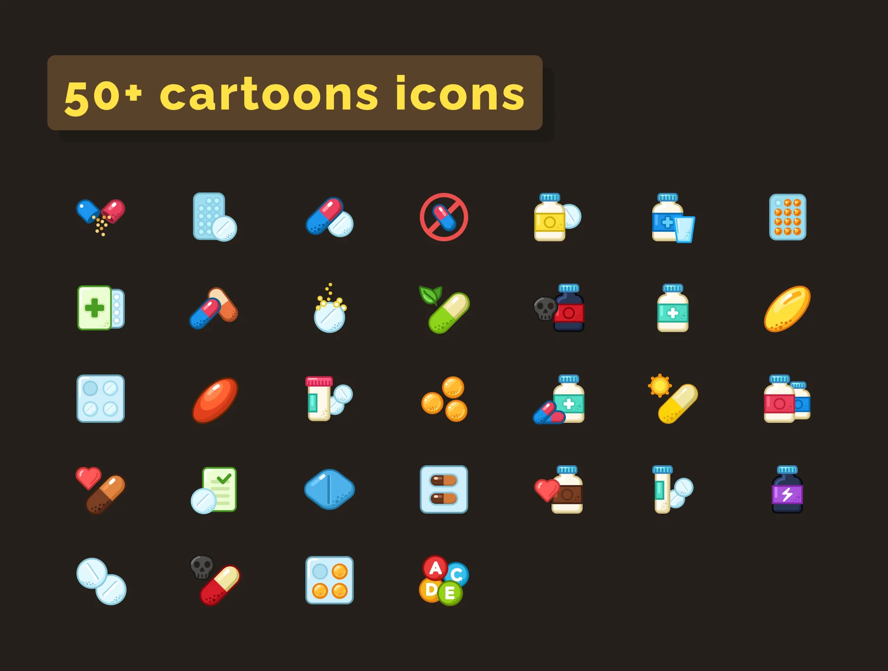 Pills & Tablets Icons Set 4